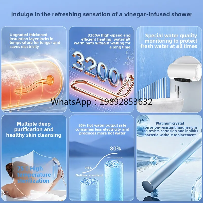 ZC سخان مياه كهربي منزلي عالي القوة المينا الأزرق الماس خزان داخلي تخزين سخان مياه #4