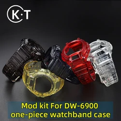 DW 6900 Case + strap for Casio G-Shock DW-6900 Transparent TPU Resin Silicone Bezel Band Men Women Sport Watch Accessories men's