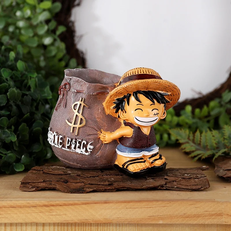 Anime Character Luffy Japanese Style Grocery Resin Pen Holder Crafts Creative Cartoon Student Gifts Office Desktop Puppet Models