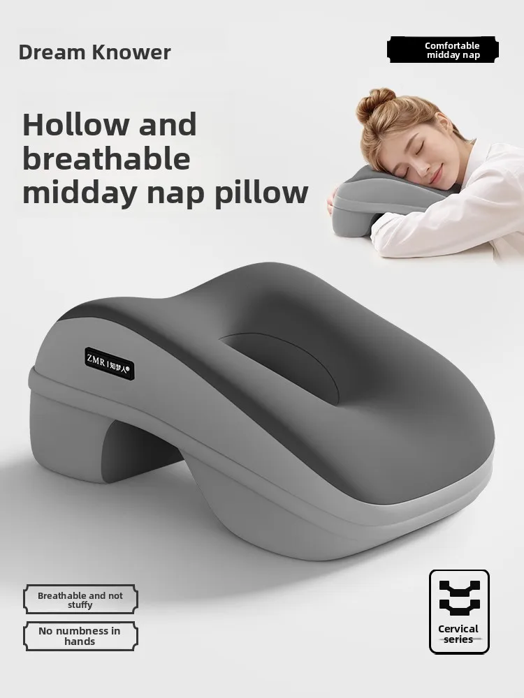 Office Nap Pillow Adult Sleeping Aid Desk Snooze Cushion Memory Foam Unique Shape Pure Color Texture for Office Workers