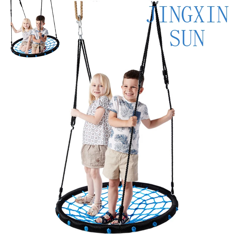Outdoor Children Hanging Swing 100cm Round Rope Nest Chair Garden Courtyard Playground Fun