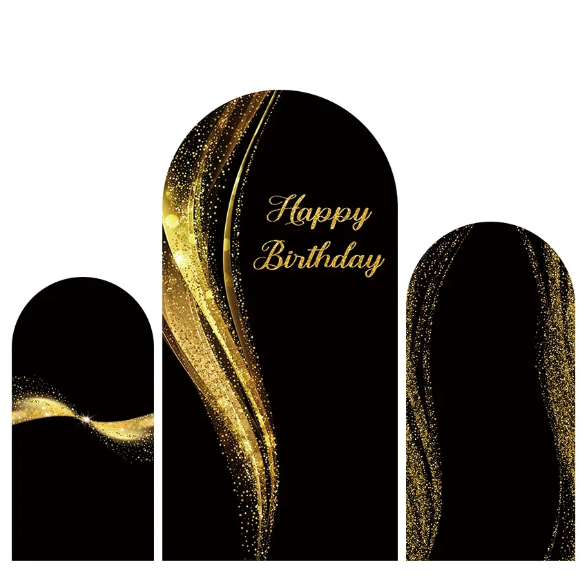 Mehofond Custom Gold Schwarz Glitzer Chiara deckt Bogen Hintergrund Hochzeit Erwachsene Geburtstag Party Dekor Hintergrund Foto doppelseitig