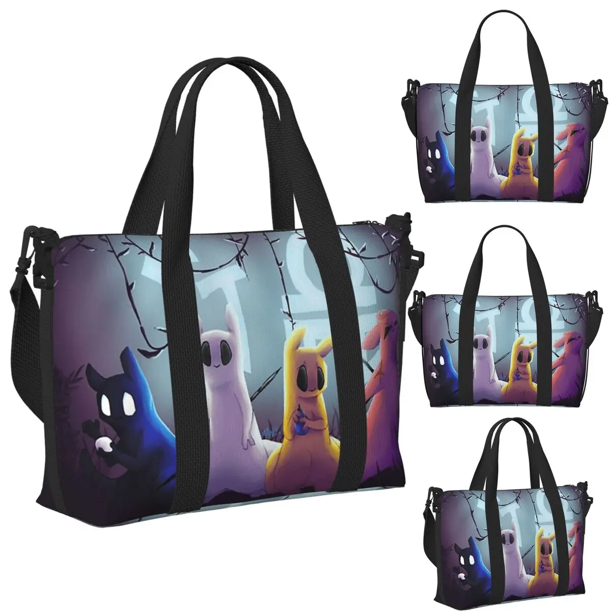 

Slugcat Rain World Game Пляжная дорожная сумка Большая вместительная сумка-тоут для спортзала Спортивная женская дорожная сумка для покупок