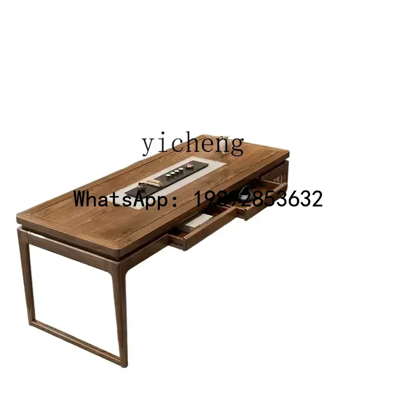 tea table chair solid wood tea table household zen drawer cabinet