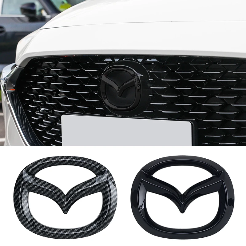 سيارة الجبهة مصبغة شارة جذع شعار لمازدا 3 Axela Atenza 17-20 ألياف الكربون رئيس الخلفي الجسم ملصق مائي اكسسوارات #4
