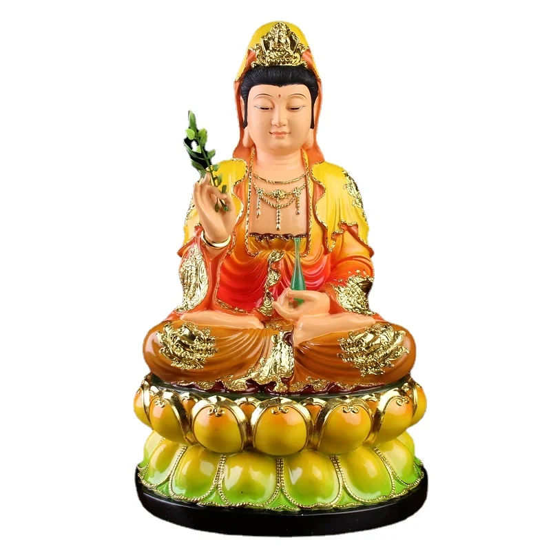 

Vibrant Resin Guanyin Statue for Home Decor, Seven-Color Goddess of Mercy Figurine