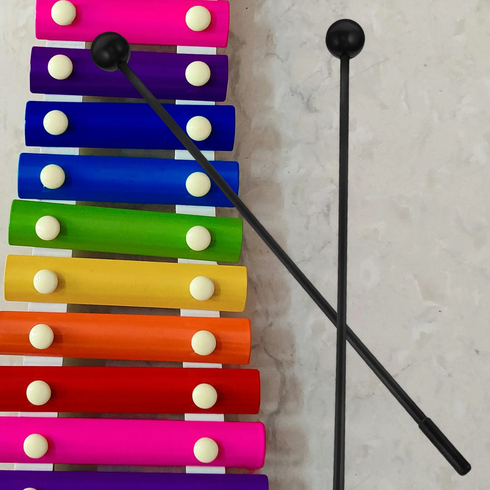 

4 Pcs Black Plastic Mallet Drumsticks for Xylophone Kids Durable Percussion Practice Instruments Safe No Burr Double End Design