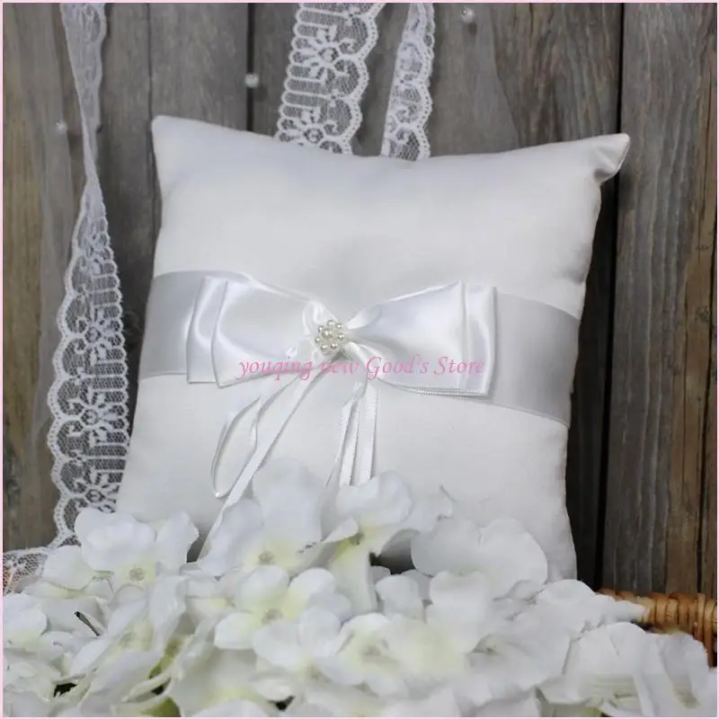 57QA حلقات اللؤلؤ الفريدة من نوعها حامل وسادة وسادة للحفلات الراقصة واحتفالات الذكرى السنوية والاحتفالات وزينة الزفاف