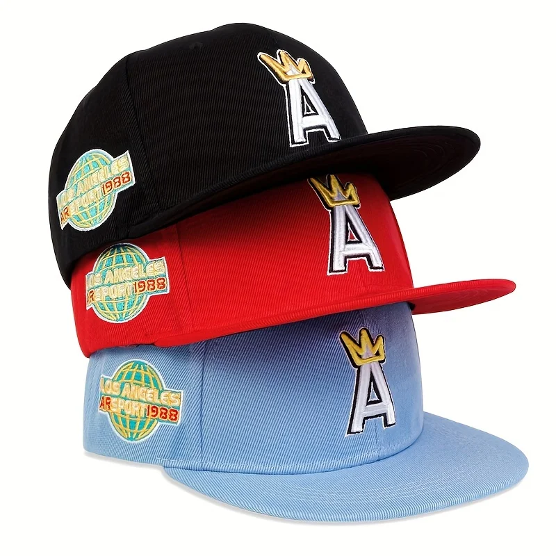 Unisex A Letter Crown Embroidery Hip-hop Hats Outdoor Adjustable Casual Baseball Caps Sunscreen Hat