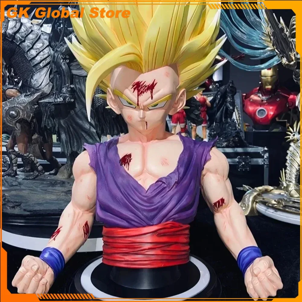 

New 74cm Dragon Ball Anime Peripheral Son Goku Upper Body Statue Injured in Battle Version Collection Crafts Big Ornaments Model