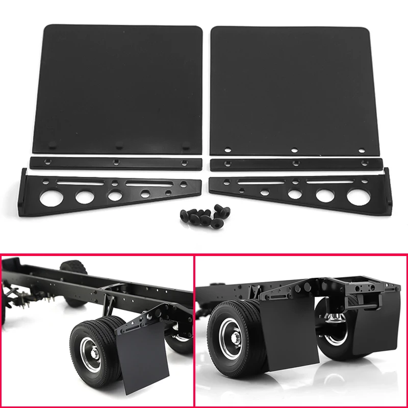 Guardabarros de goma con soporte de Metal para coche, simulación de camión RC, 2 piezas, para 1/14 Tamiya SCANIA 770S VOLVO BENZ Arocs MAN TGX LESU