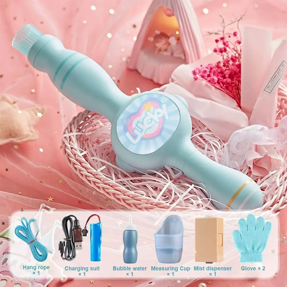 Smoke Bubble Machine Elastic Bubble Fog Wand with Magic Smoke Effect Portable Bubble Blower for Parties (Includes Water Bottles)