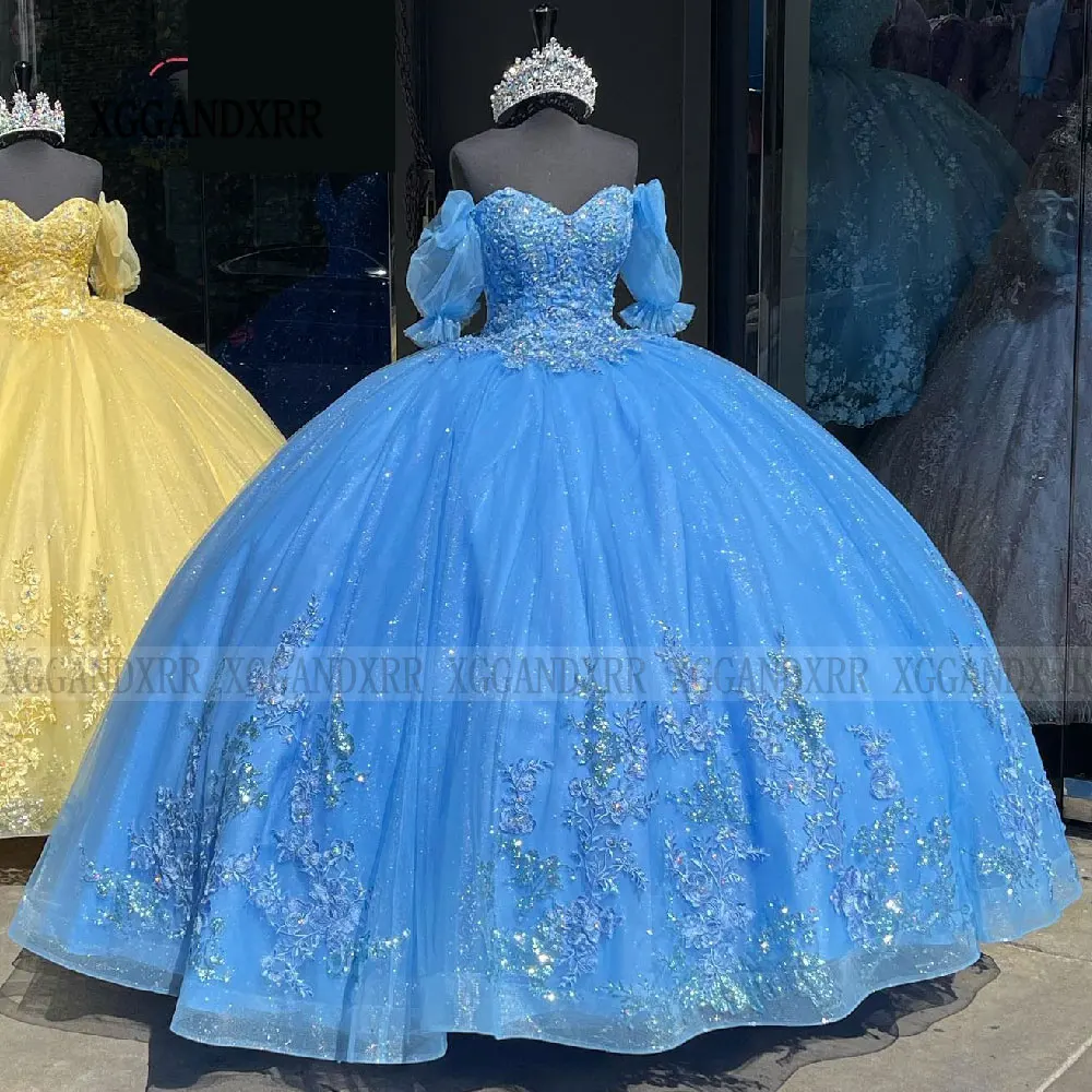 Customized Yellow Princess Quinceanera Dresses 2024 Real Beading Crystal Ball Gown Sweet 16 Dress Vestido De 15 Anos Quinceañera