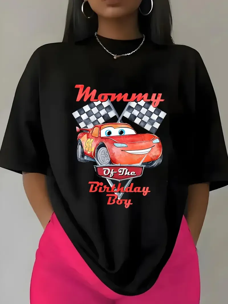 

Disney Cars Lightning McQueen T-Shirt Women Couple Men Cotton Casual Girls Tees Top Vacation Unisex Breathable Trendy Oversized