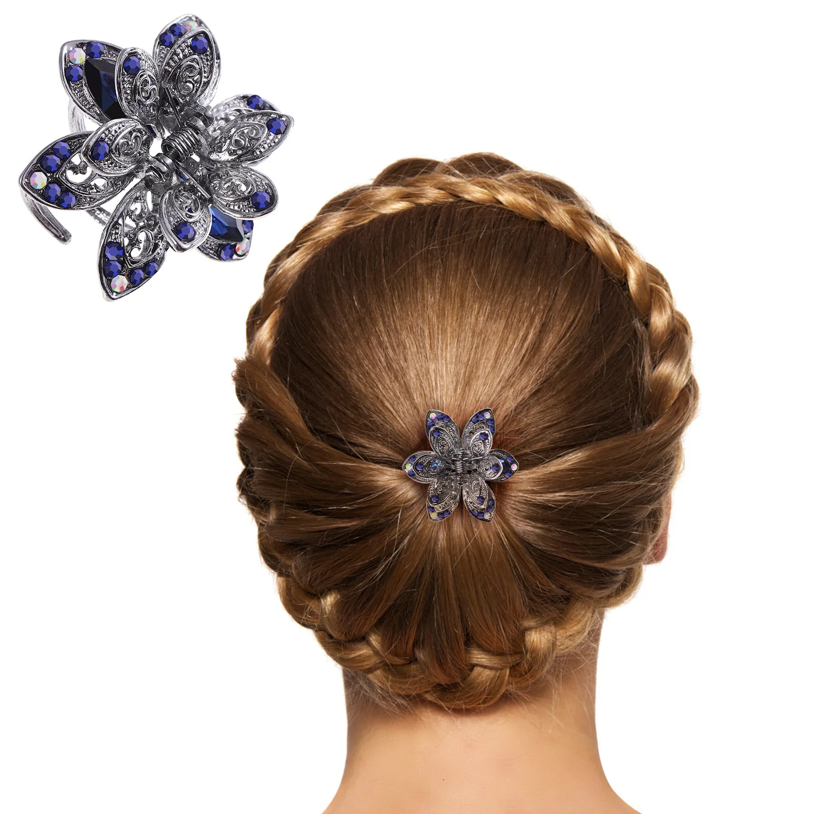 الجوف خارج حجر الراين مشبك شعر كليب لون عشوائي Waterdrop نمط الزخرفية مشبك شعر للنساء ماكياج حمام غسل الوجه