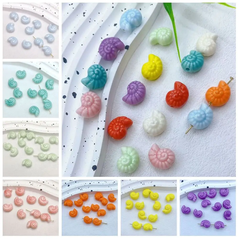 10 teile/beutel Handgemachte Handwerk Schnecke Shell Perle Frische Farbe Mode Keramik Spacer Lose Perlen Halskette Ohrringe 3D