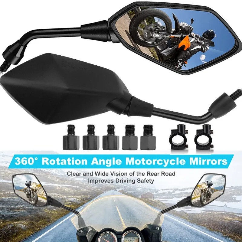 

1 Pair Universal Motorcycle Convex Rearview Mirrors Adjustable Electric Bicycle Handlebars Side Rearview Mirrors Modified Parts