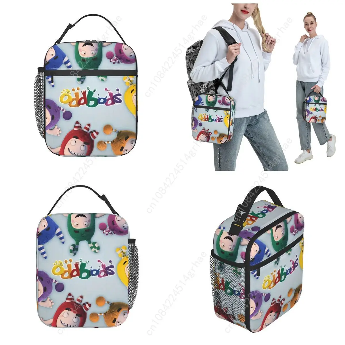 Oddbodes Anime Bubble Trouble Merch Insulated Lunch Bag For Travel Food Storage Bag Portable Cooler Thermal Lunch Boxes