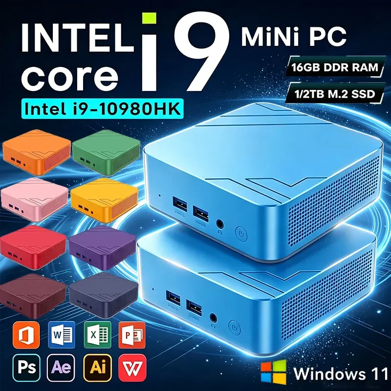 Mini PC Computer Inte i9 10980HK 8GB 16GB RAM 1TB 2TB M.2 SSD Windows 11 Gaming Computer PC WiFi6 BT5.2 Portable Mini Desktop PC
