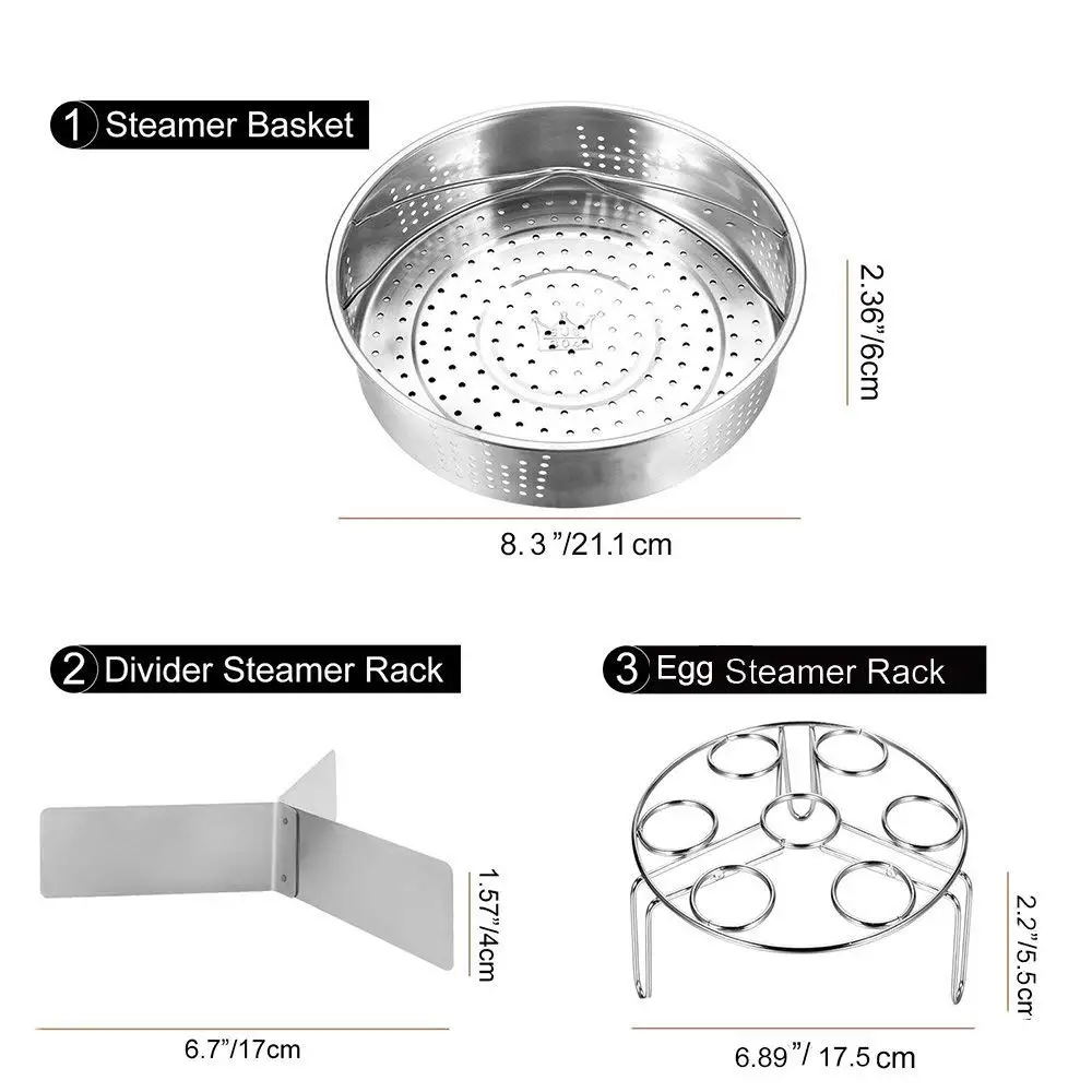 Stainless Steel Steamer Basket with Egg Steam Rack Trivet Compatible Instant Pot 5,6,8 qt Electric Pressure Cooker