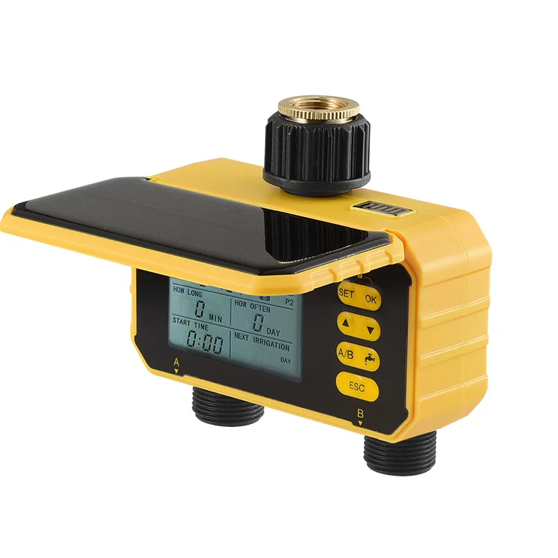 Solar Automatic Dual Line Timing Drip Irrigation System Smart Micro Sprinkler Plant Watering Device