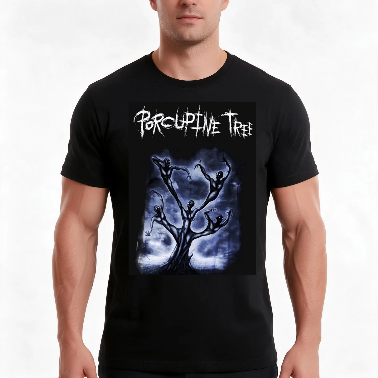 Porcupine Tree T-Shirt, Summer Casual Cotton Tee, Oversized Streetwear Tops, Vintage Graphic Print, Loose Fit Short Sleeve