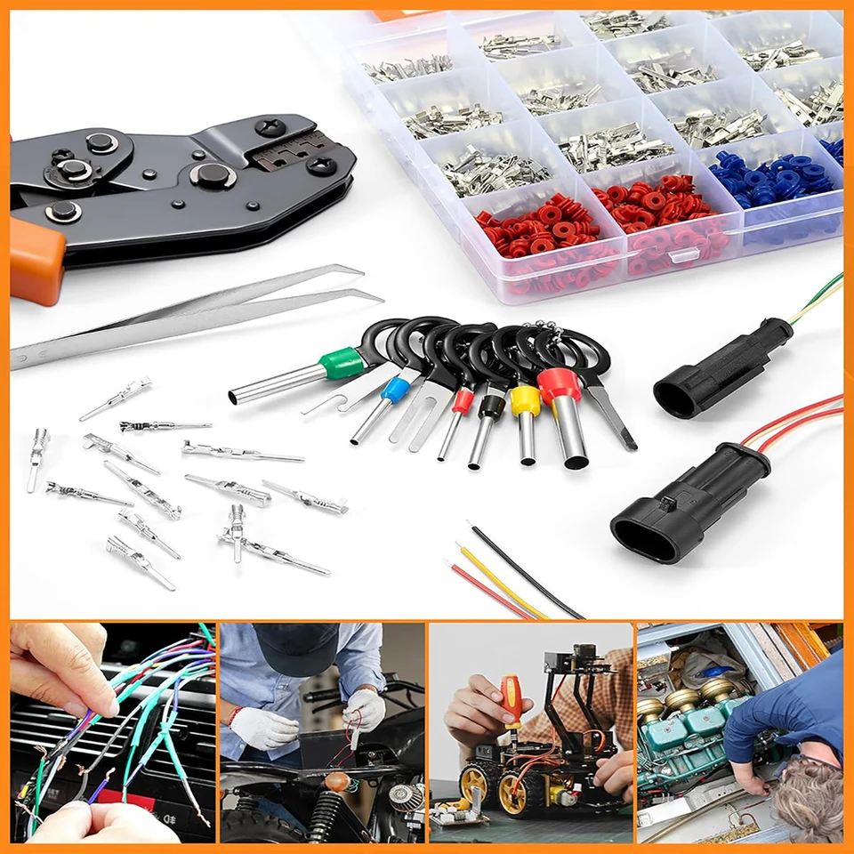 944 Piezas Kit de Pines para Conectores Automotrices Terminales Eléctricos Macho Hembra No Aislados 6