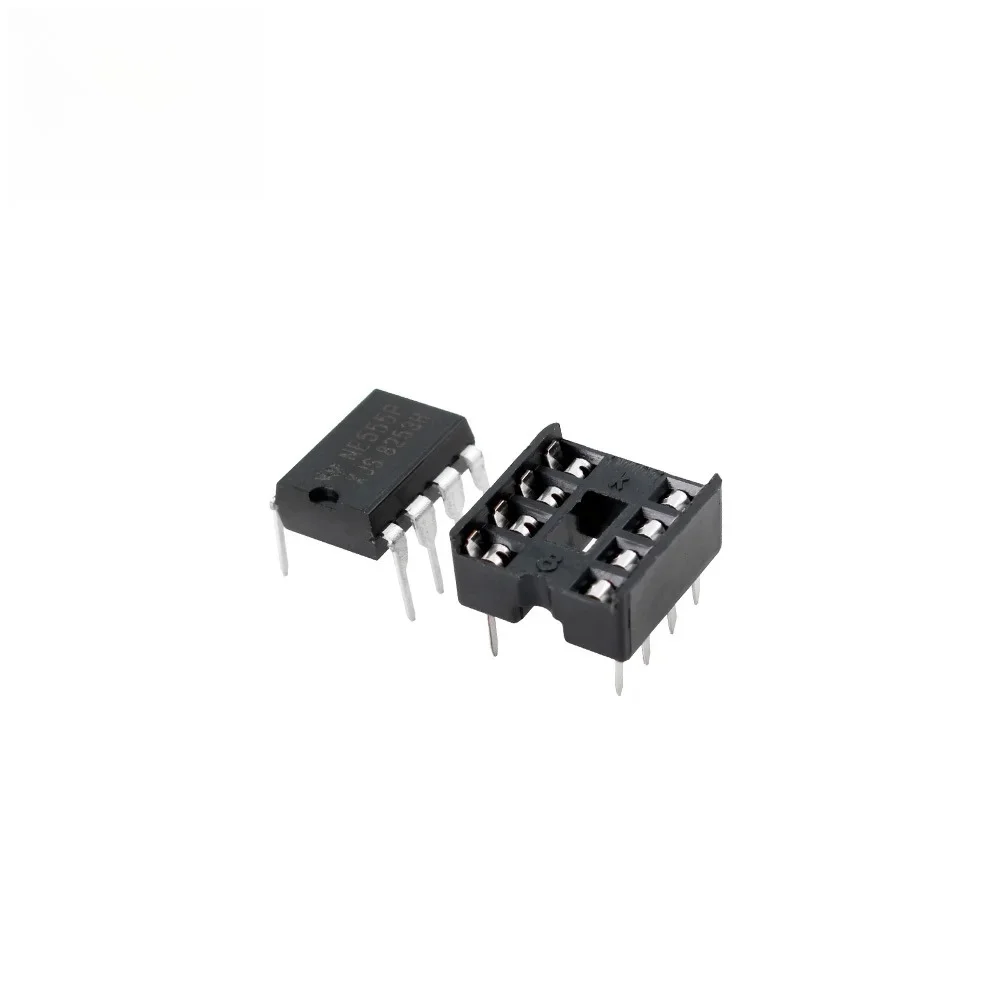 NE555 NE555P IC 555 & 8 Pin DIP Timer Programming Oscillator Chip Sockets Kit 1/5set