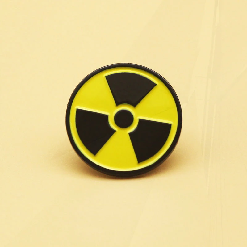 Badges Scientist Jewelry Gift for Friends Attention! Radiation Enamel  Brooch Custom Physics Pines Lapel