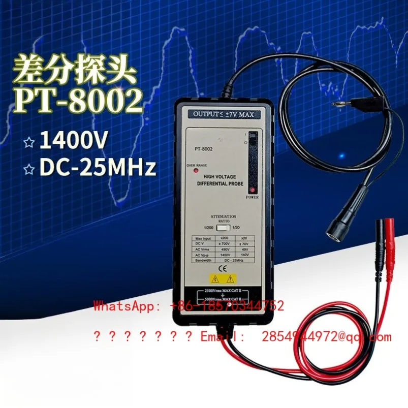 Differential Probe PT-8002 Universal Oscilloscope High Voltage Probe 1400V 25MHz