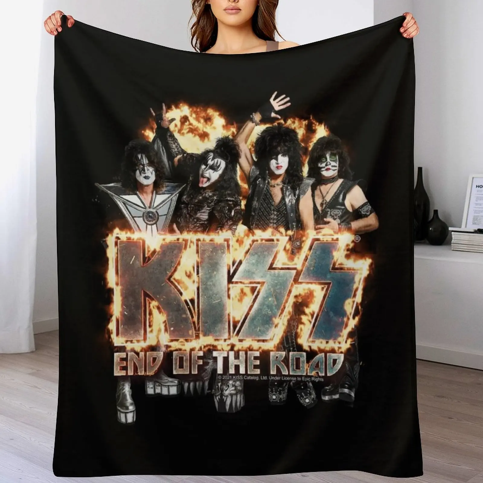 

KISS  the band - End of the Road on Fire Logo Throw Blanket for babies Multi-Purpose Blankets