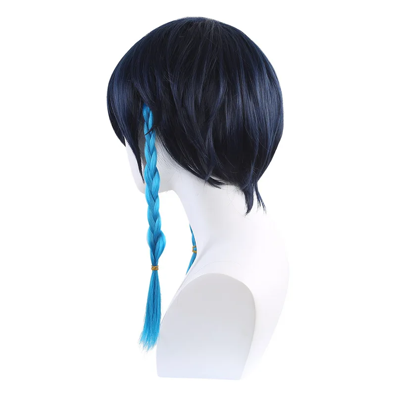 Genshin Impact Wendy Cos Wig, Venti Gradient Blue Braid, Reverse Shape, Anime Cos Fake Hair, No Need to Trim