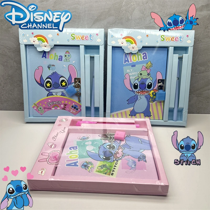 

Disney Lilo & Stitch Diary Set with Lock and Pen Cartoon Kawaii Anime Stitch Notebooks Combination Girls Children Birthday Gifts