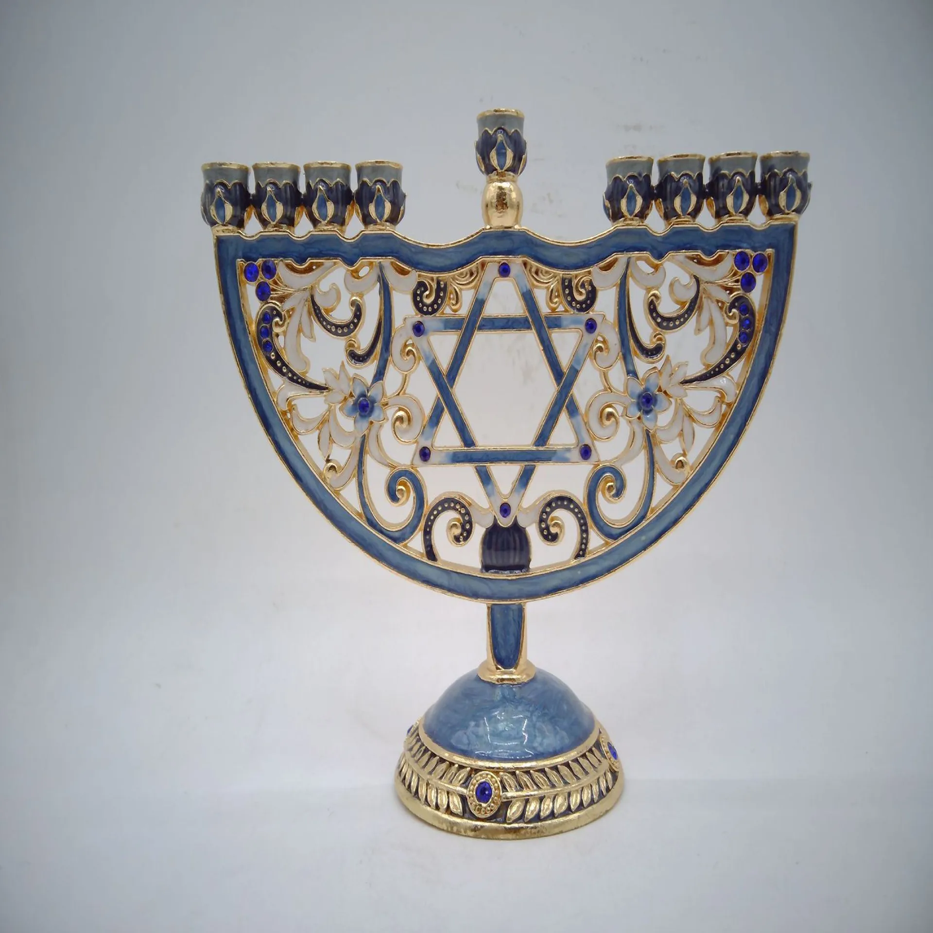 European retro candle holder Jewish lamp holder Religious supplies Enamel nine-headed candle holder jewelry Christmas crafts