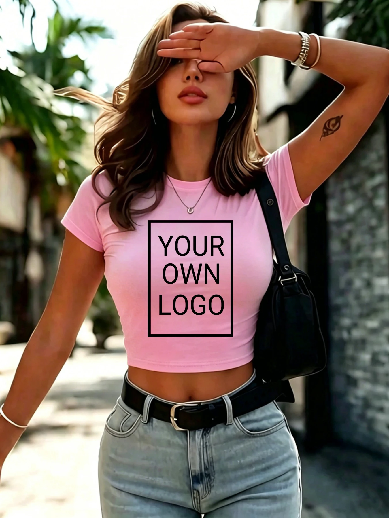 Custom Logo Personalized Picture Womens T Shirts Breathable Cotton Crop T-Shirt O-Neck Slim Tops Y2K Summer Short Sleeve