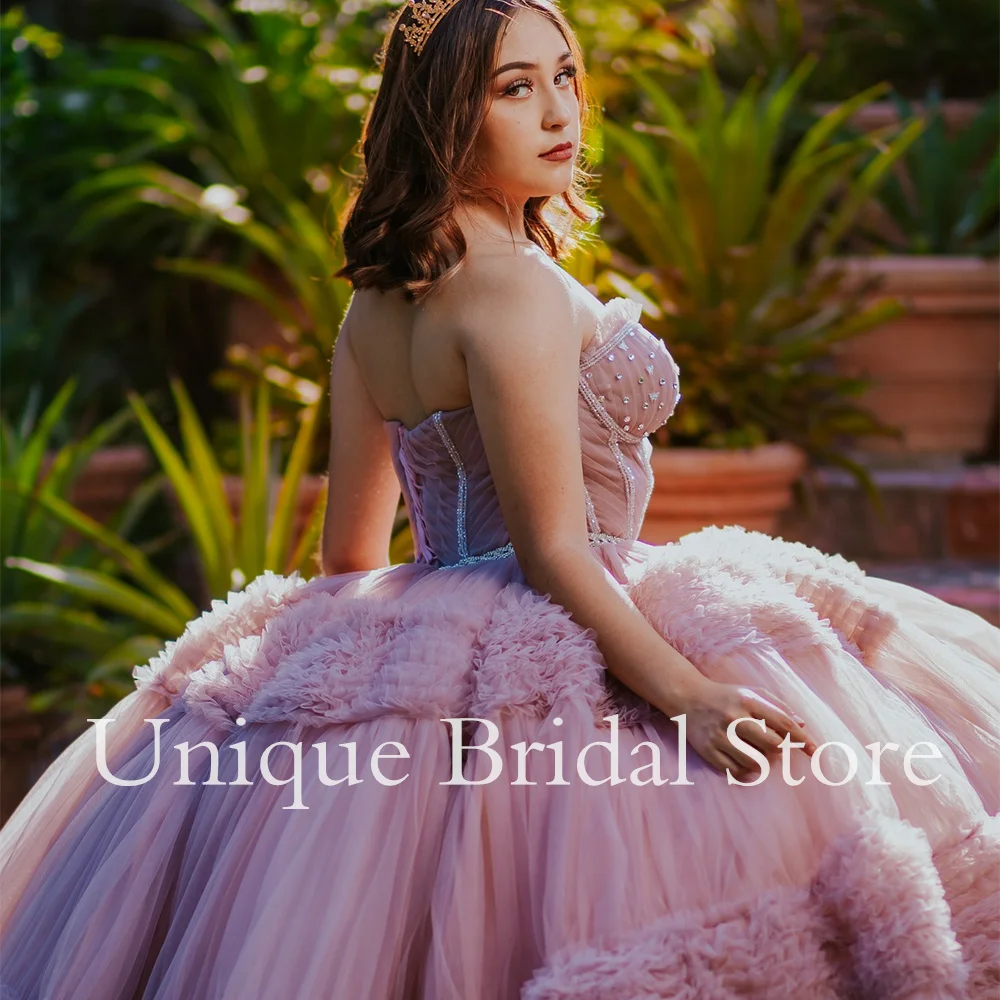 Customized Gorgeous Princess Quinceanera Dress Birthday Party Dresses Sweetheart Sleeveless Beading Ruffles Tulle Corset Sweet 1