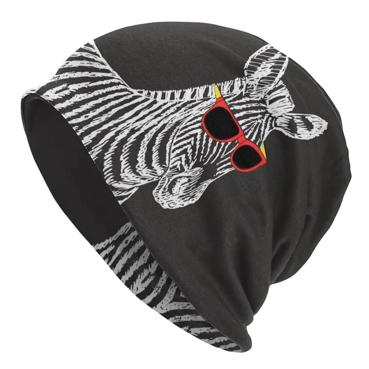 

With Glasses Bonnet Homme Outdoor Thin Skullies Beanies Zebra Animal Caps For Men Women Novelty Hats