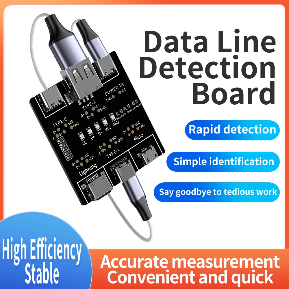 Cabo de Dados Detector Board, USB Cable Tester, Short Circuit On-Off Switching Test, Ferramenta para iOS, Android, Type-C Test Board, DT3