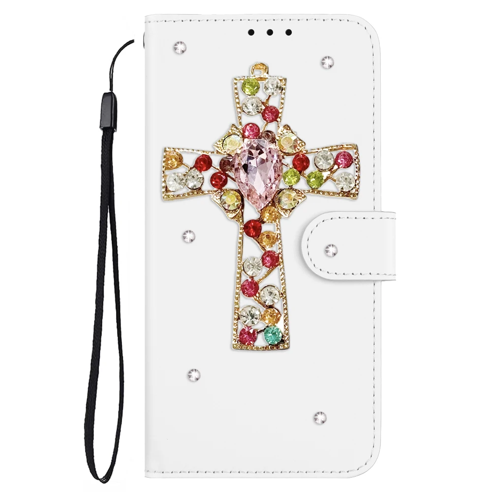 Luxury Wallet Flip Leather protective Phone Case for iPhone 15 14 13 16 Pro Max Plus Devout prayer Cross Wireless Charging Bag