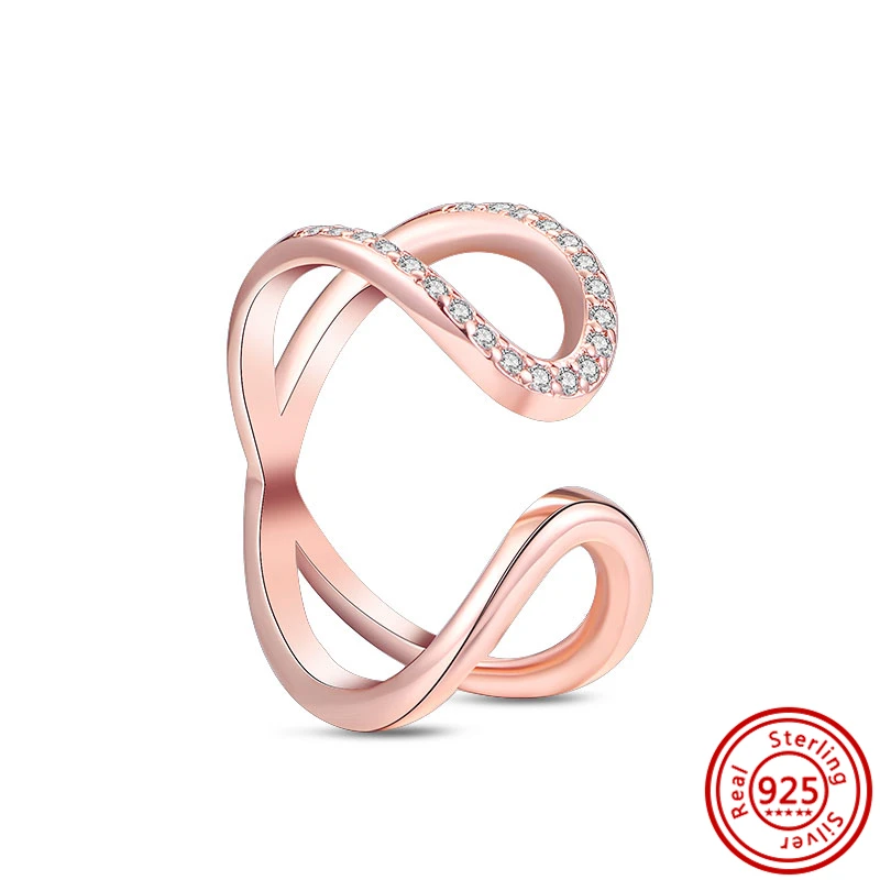 925 Sterling Silver Rings For Women Original Infinity Love Heart Engagement Wedding Ring Rose Gold Zircon Luxury Jewelry Gift