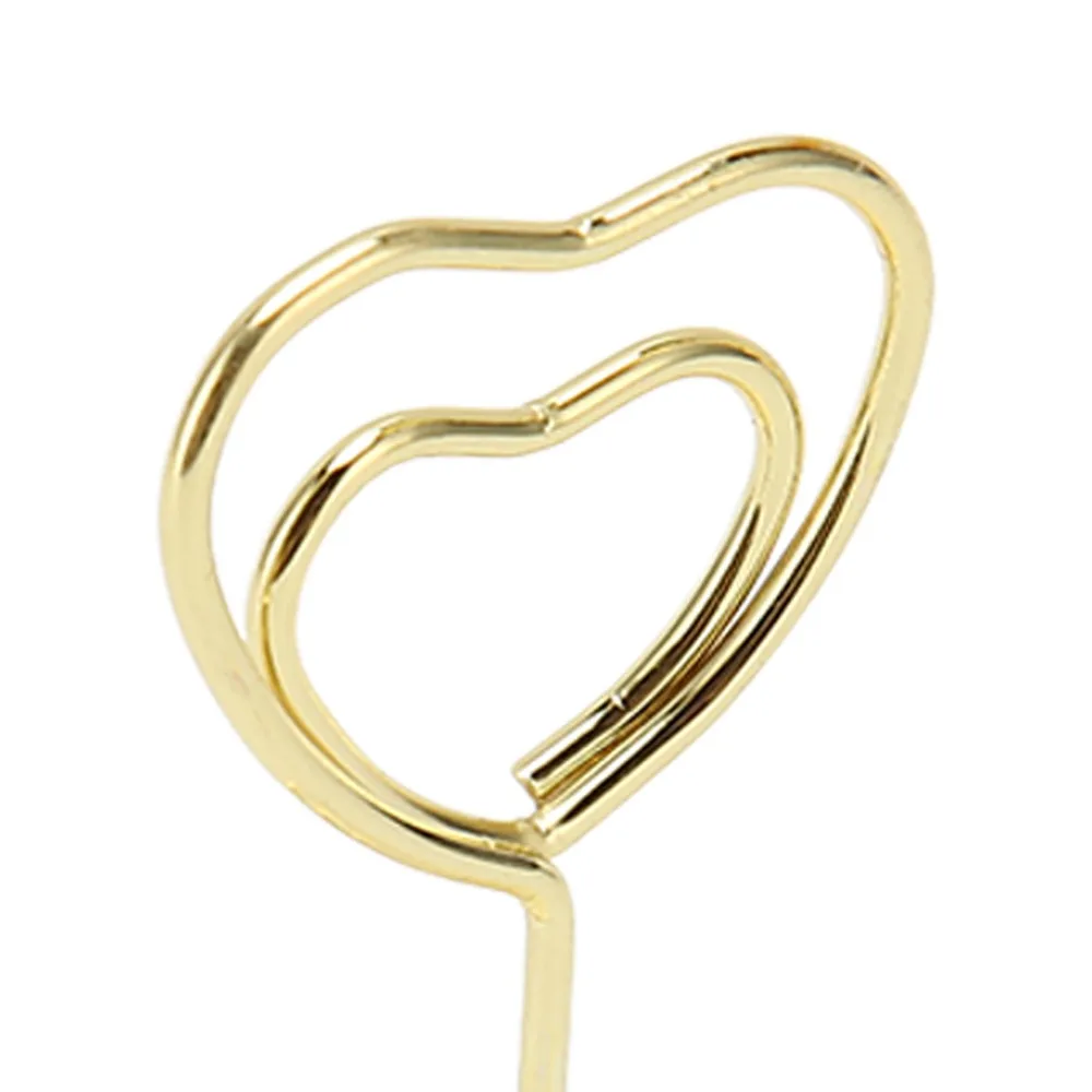 25PCS Heart Shaped Table Number Stands Stable Base Mini Size Place Card Holders 3.35 Inch Gold Finish Name Card Clips Party Use