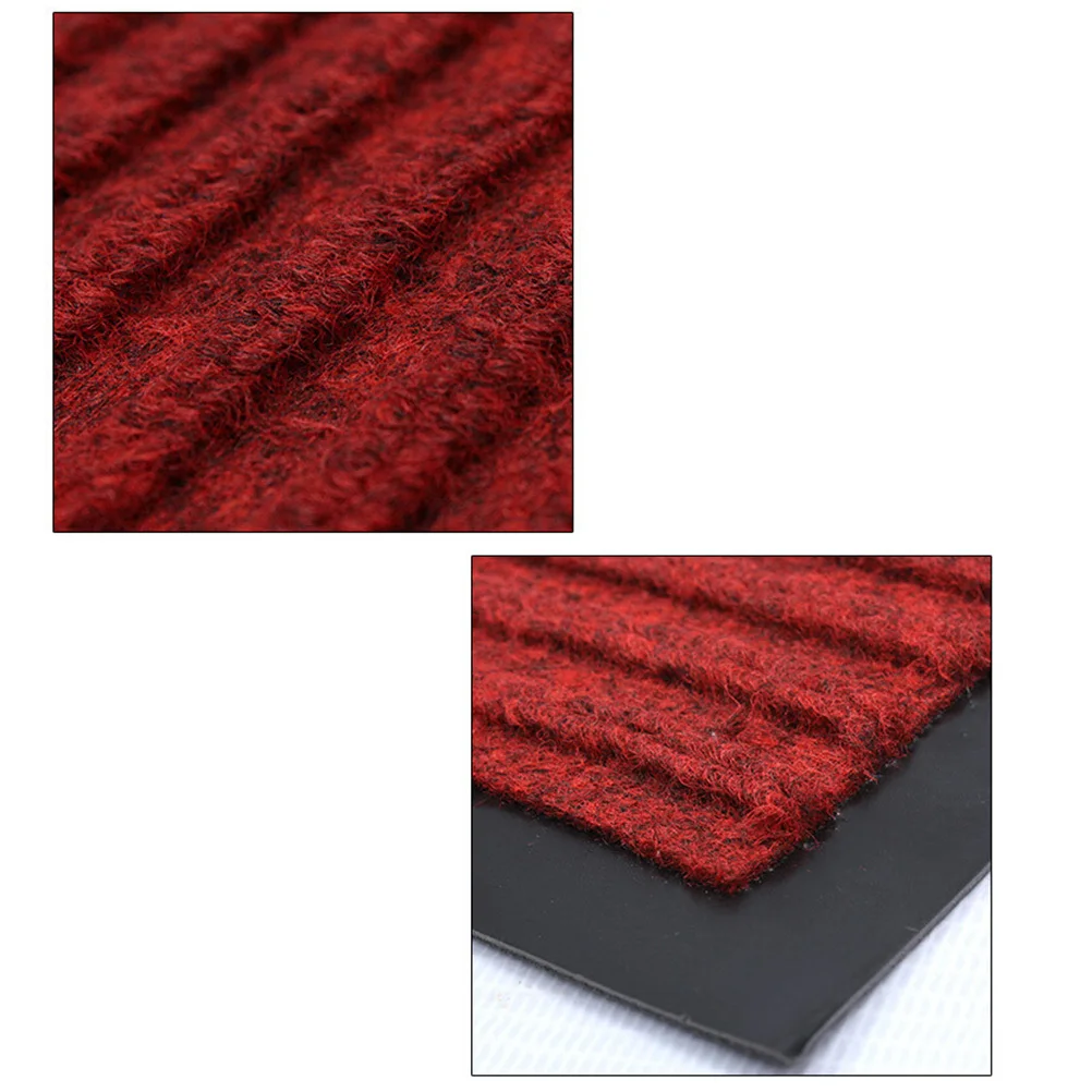 

Anti Slip PVC Doormat Double Stripe 40x60cm Dark Red Durable Entrance Rug Indoor Outdoor Floor Mat Shoe Scraper Washable