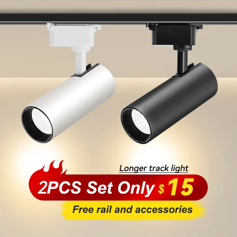 Set Led Track Light 220v COB Ceiling Spot Light Track Lighting Rail Track Lamp Spotlights Living Room Clothing Store Kitchen