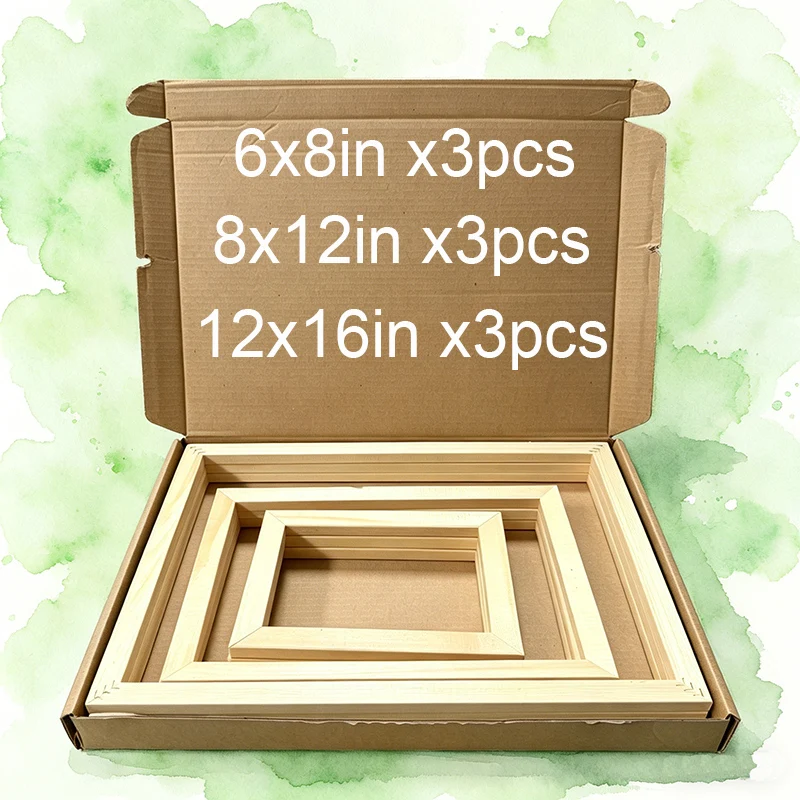9個入り木製フレーム、針仕事用、60x8、8x12、12x16インチのキャンバスフレーム、ダイヤモンドペインティング、ニードルポイントフレーム、完全なアクセサリー付き