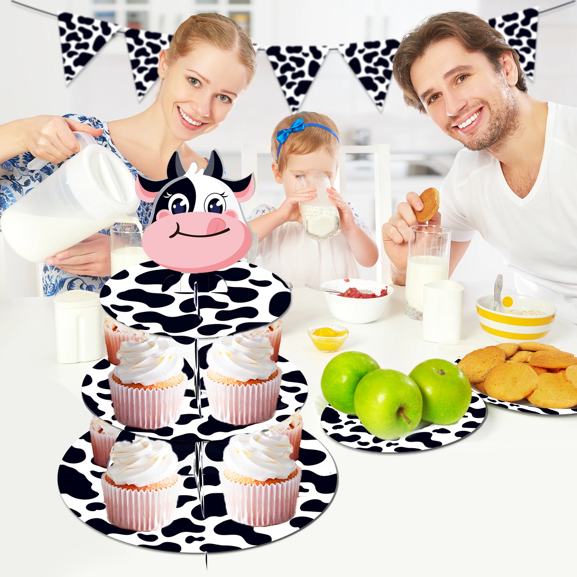 3-stufiger Cartoon-Kuh-Farmtie – Cupcake Stand Tier Bewertung und Preis