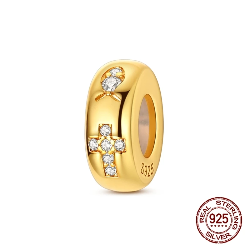 

Шарм-разделитель из стерлингового серебра 925 пробы с крестом и голубем мира, с прозрачными фианитами, для браслетов, ювелирный подарок для женщин и девушек