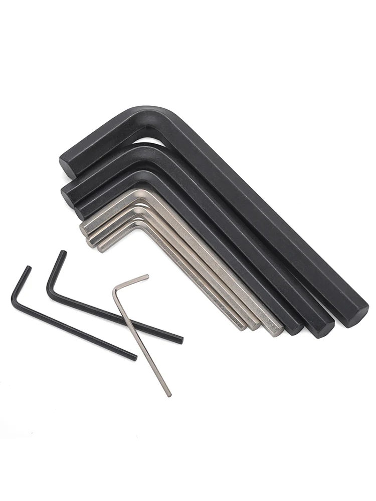 Silver Black Hexagon Hex Allen Key Wrench Set 1.27/1.5/2/2.5/3/4/5/6mm L Type Double-End Screwdriver Home Bicycle Repair Tools