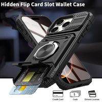 Military Armor Anti-Fall Protect Case For iPhone 16 Pro Max 14 Plus 13 14 15 Pro Max Magnetic Ring Stand Card Slot Phone Cover