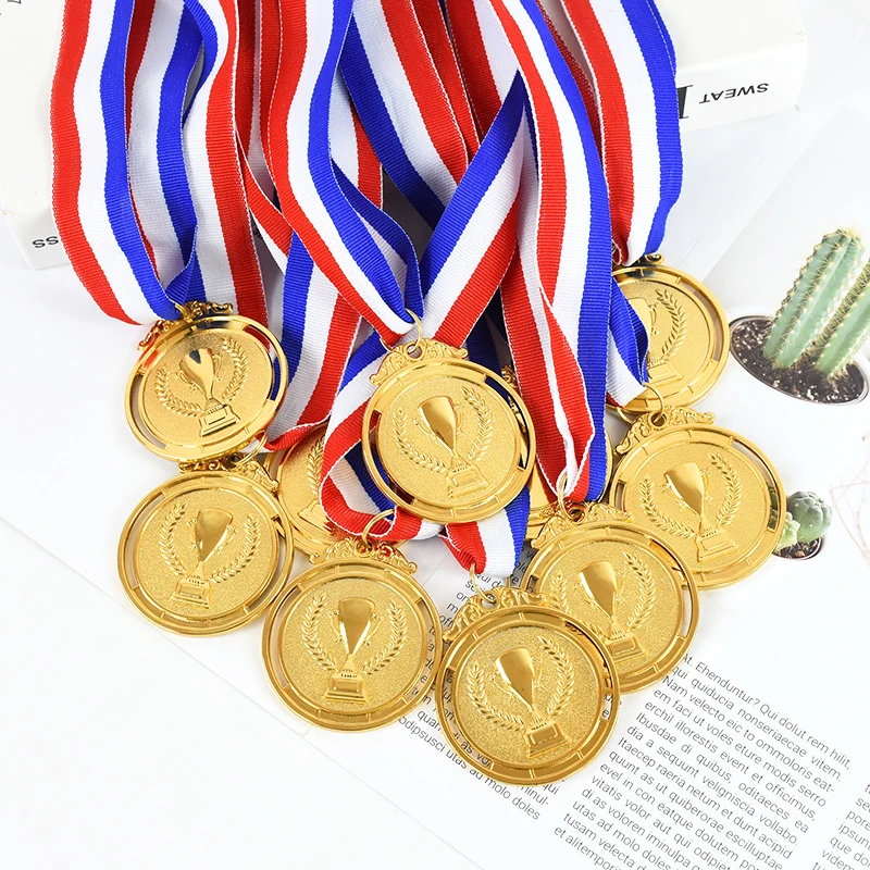 1Pc Gold Silver Bronze Metal Award Medals Kids Sport Game Winner Competition Encourage Badge Prizes Photo Props