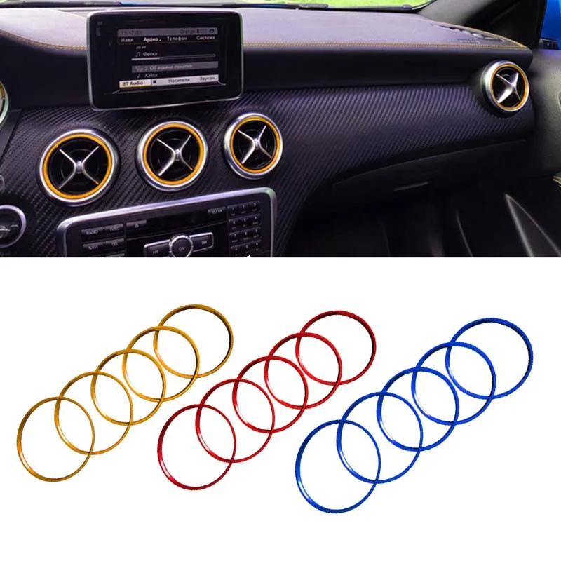 Car Instrument Panel Air Outlet Decoration Ring Trim Cover Sticker Fit For Mercedes Benz A B GLA CLA Class Interior Accessories